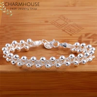pure 925 silver bracelets for women grape beads chain bracelet bangles wristband pulseira wedding bridal jewelry accessories