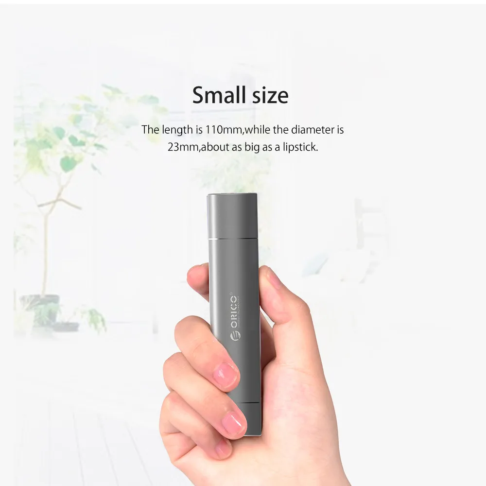 ORICO 2600mAh внешний аккумулятор 5V1. 5A алюминиевый внешний аккумулятор с фонариком SOS портативный серебристый/золотистый/розовый