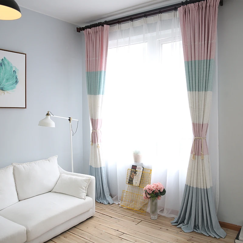 Льняные занавески на окна с принтом в японском и корейском стиле для девочек