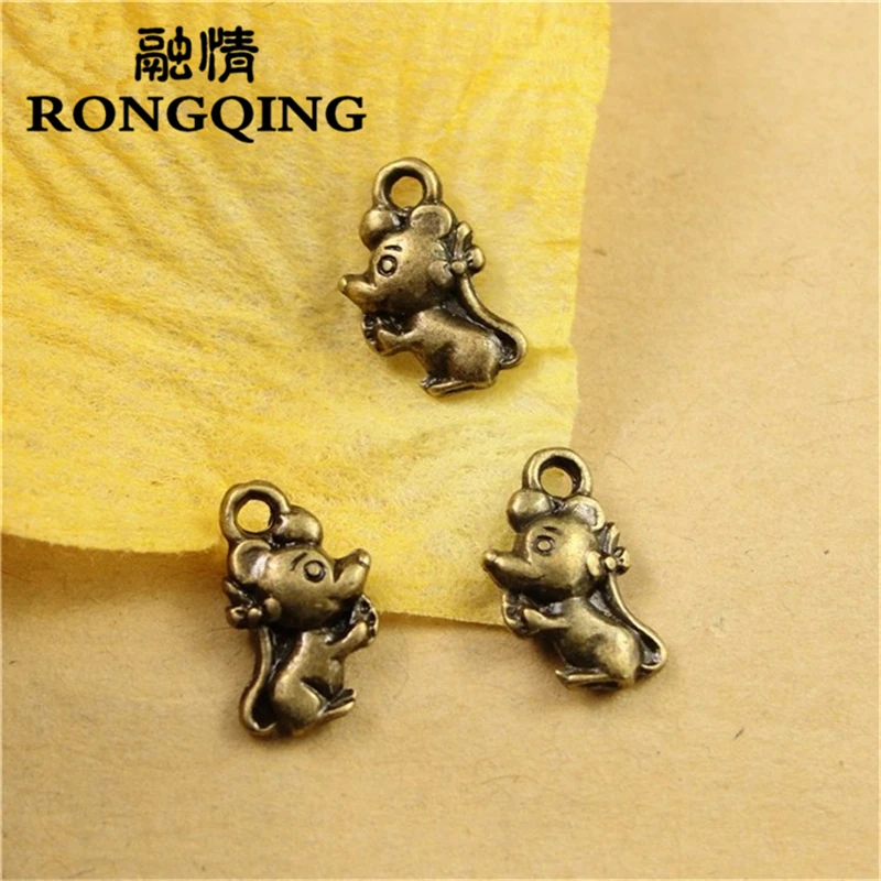 RONGQING 100 шт./лот 12*7*3 мм Подвески в виде маленькой мыши ручной работы крысы для
