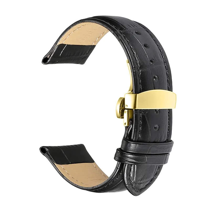Black with gold CHIMAERA ремешки для часов, ремешок из натуральной кожи 18 мм, 19 мм, 20 мм, 21 мм, 22 мм, 24 мм, ремешок для часов Tissot Seiko Omega - Цвет ремешка: Black with gold