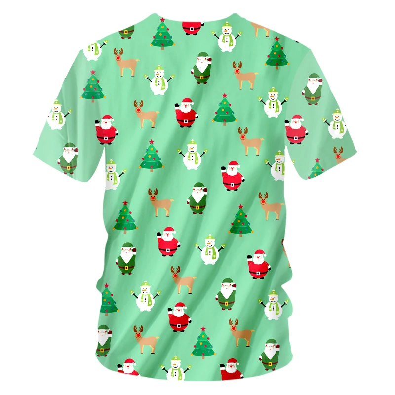 OGKB Мужская футболка с круглым вырезом новинка мини дерево и Лось 3D принт Санта