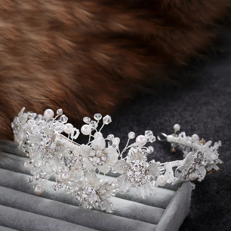 Gorgeous White Crystal Rhinestones Pearls Flower Wedding Hair accessories Hairband Bridal Headband Bridesmaids Jewelry Women | Украшения и