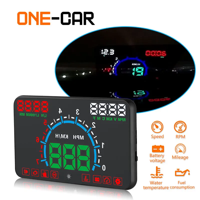 GEYIREN E350 OBD2 II HUD Автомобильный дисплей 5,8 дюймов экран легко подключи и играй сигнализация превышения скорости расход топлива дисплей hud проектор