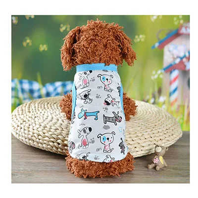 Pet Puppy Small Dog Vest Soft Cotton Shirt T-shirt for Pets Cat Puppy Dog Clothes Teddy Bulldog Pug Apparel in Spring and Summer - Цвет: Синий