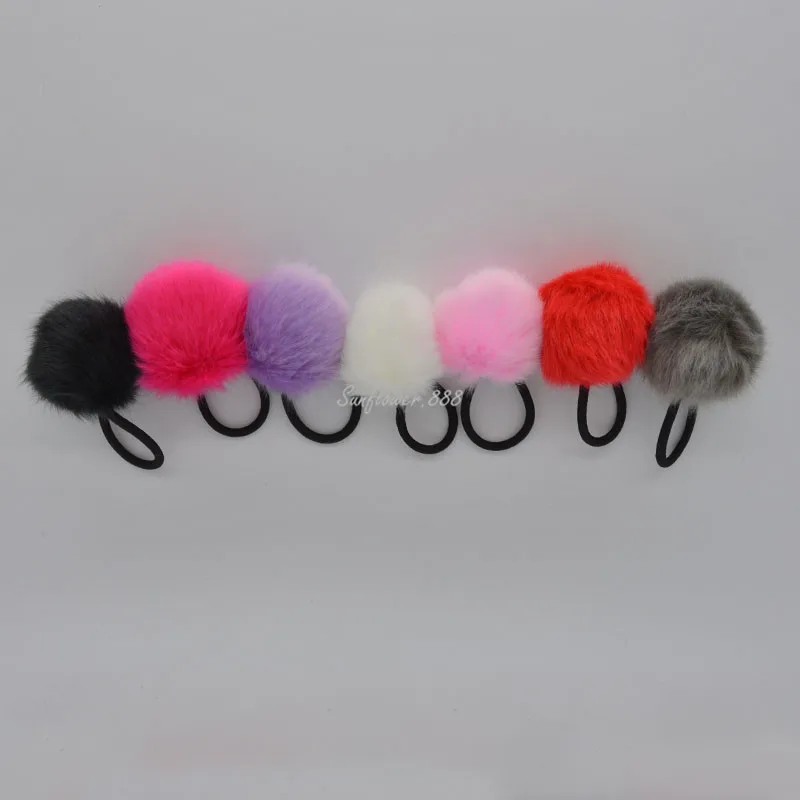 Girls Woman 6cm Pompom Ball Hairband Hair Rope Kids Adults Rubber Band Ponytail Holder Wedding Party Halloween Christmas|hair accessories|party hair