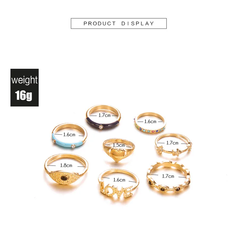 Коми Новая мода 8 шт./лот в стиле панк Золотой Стек Миди палец кольцо Шарм лист