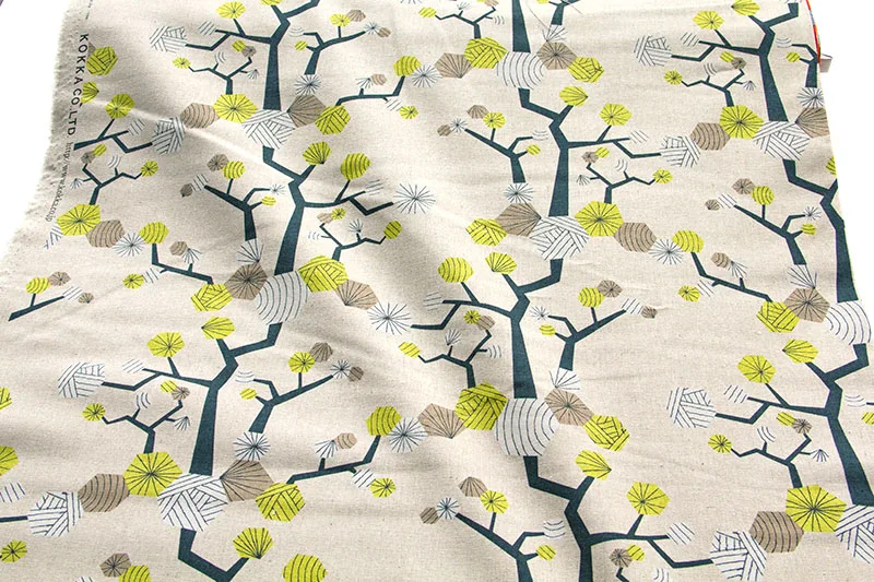 Полуметровая японская льняная ткань Kokka Tayutou Tree C|Ткань| |