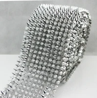 1 yard pointed sew stitch on spike stud cone flatback punk rock trim reel mesh bead craft