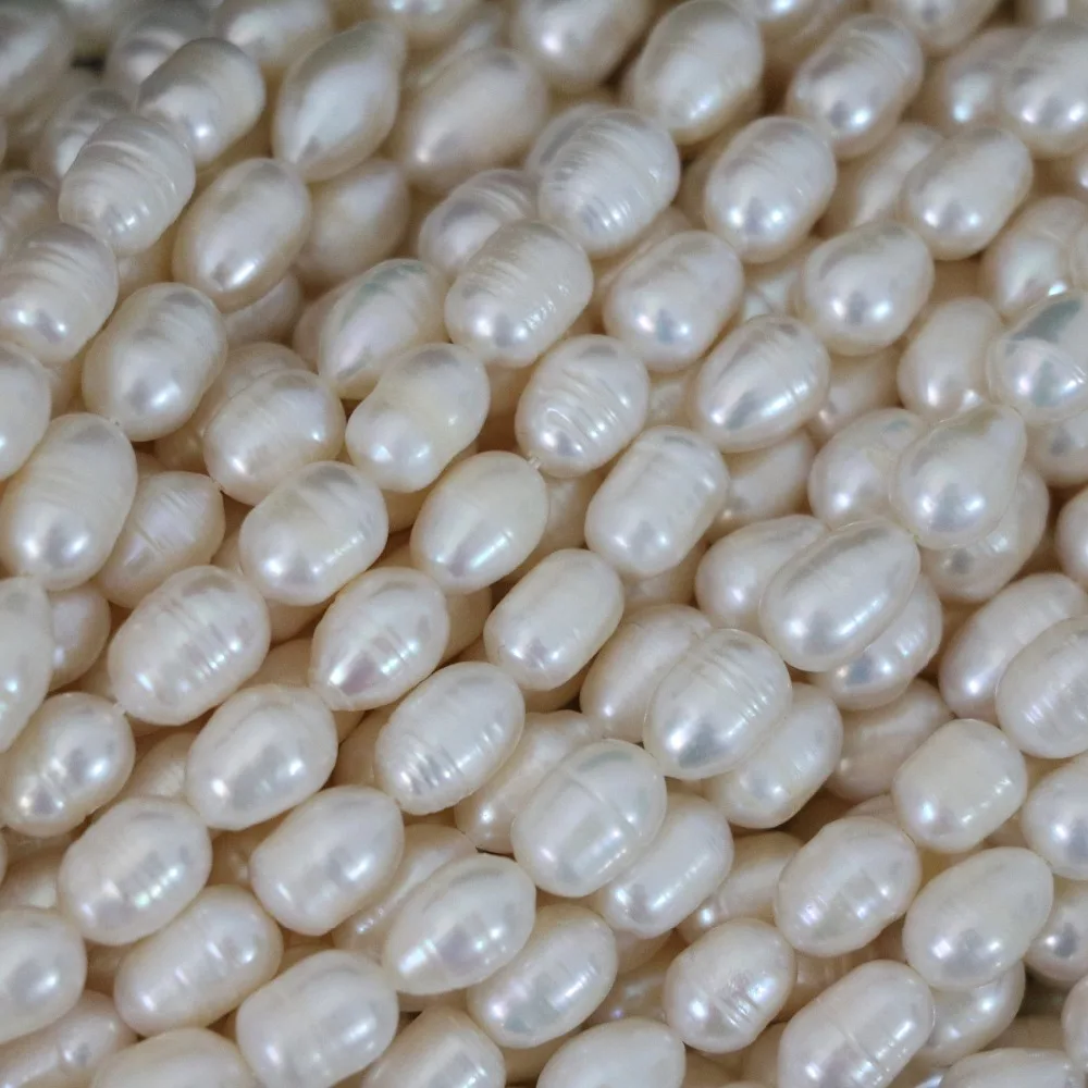 

7-8mm new rice pearls white natural freshwater high grade women weddings charms loose beads jewelry making 15inch B1341