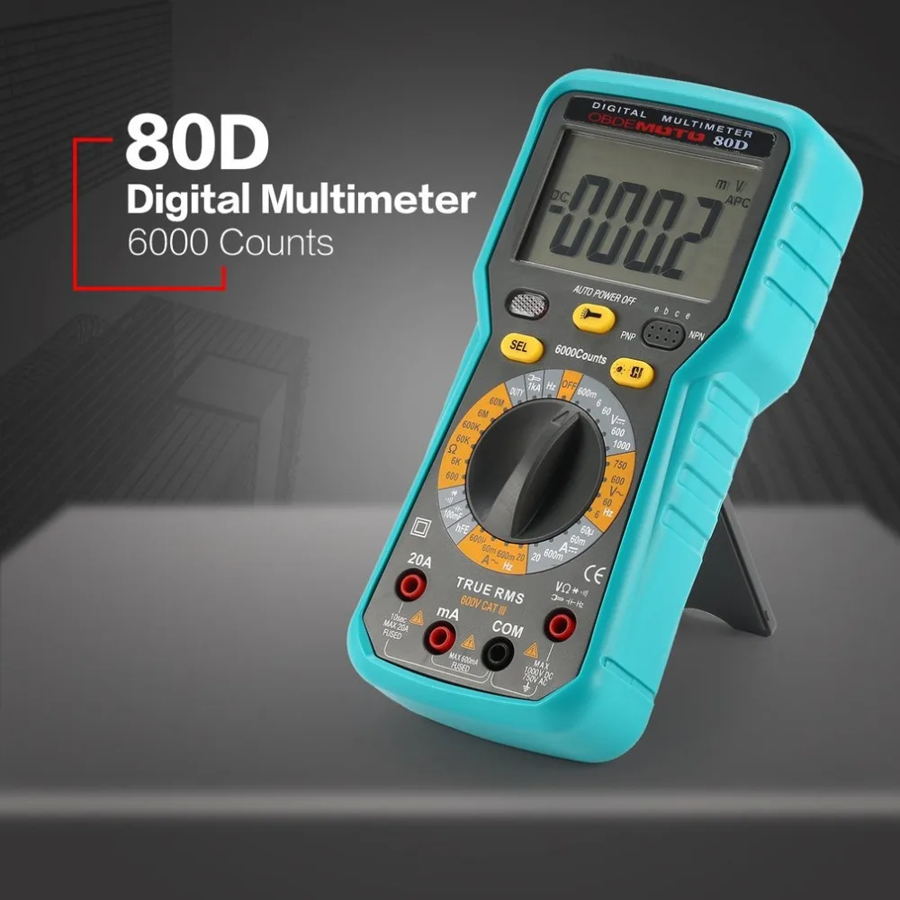 Цифровой Multimeter80D 6000 отсчетов мультиметр True RMS AC/DC Вольт Ампер Ом диод емкости