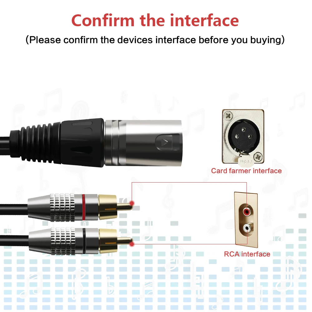 Кабель для микрофона XLR штекер RCA аудио кабель миксер 1 м 5 2 3 8 м|audio cable|to rcamale audio cable |