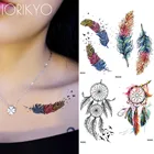 Вспышка IORIKYO, сексуальные наклейки на руку, Женская ключица, 3D перья, птицы, временная татуировка, акварельные татуировки, макияж