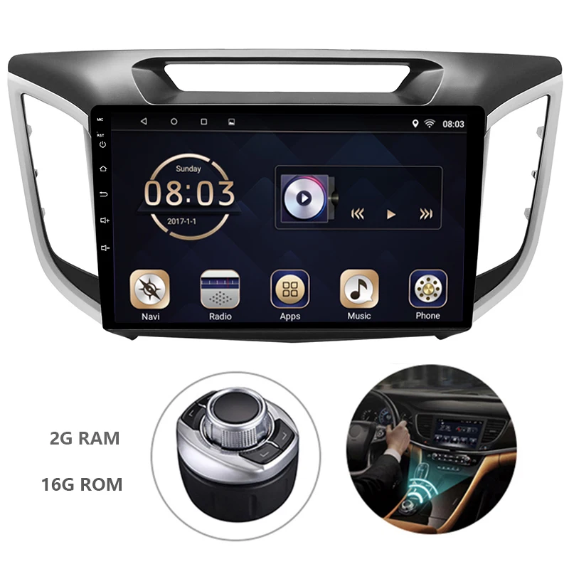 Android 7 1 1din автомобильный DVD мультимедийный плеер авторадио для Hyundai IX25 2014 2018 GPS