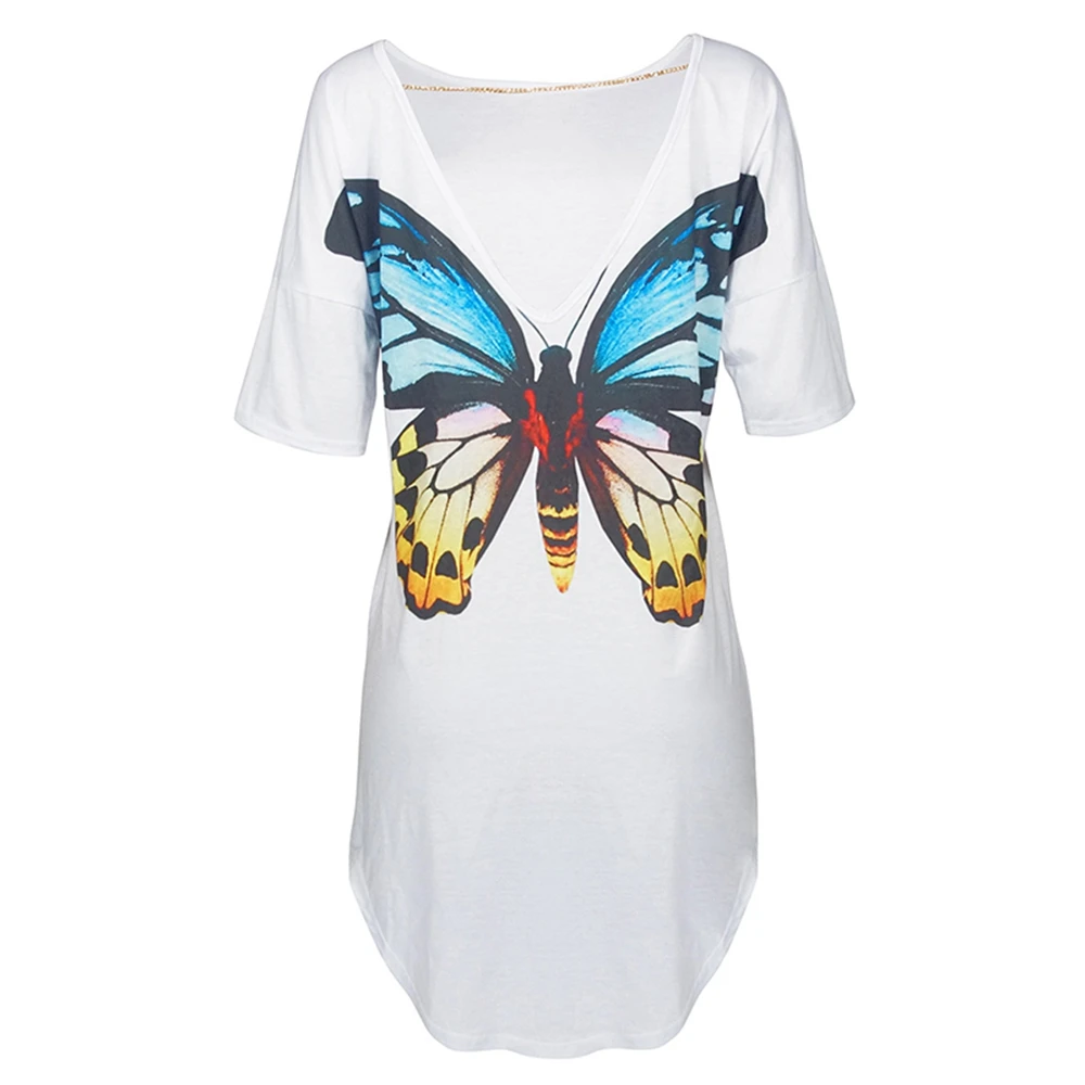 Женские короткий рукав Цельнокройное платье футболка Повседневное Cat с принтом