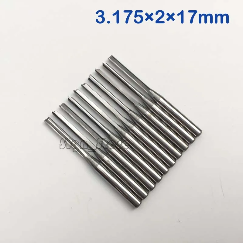 10 шт. двойной флейты прямой слот карбида фрезы CNC 3 175*2*17 мм|bit head|bit twistbit wood |