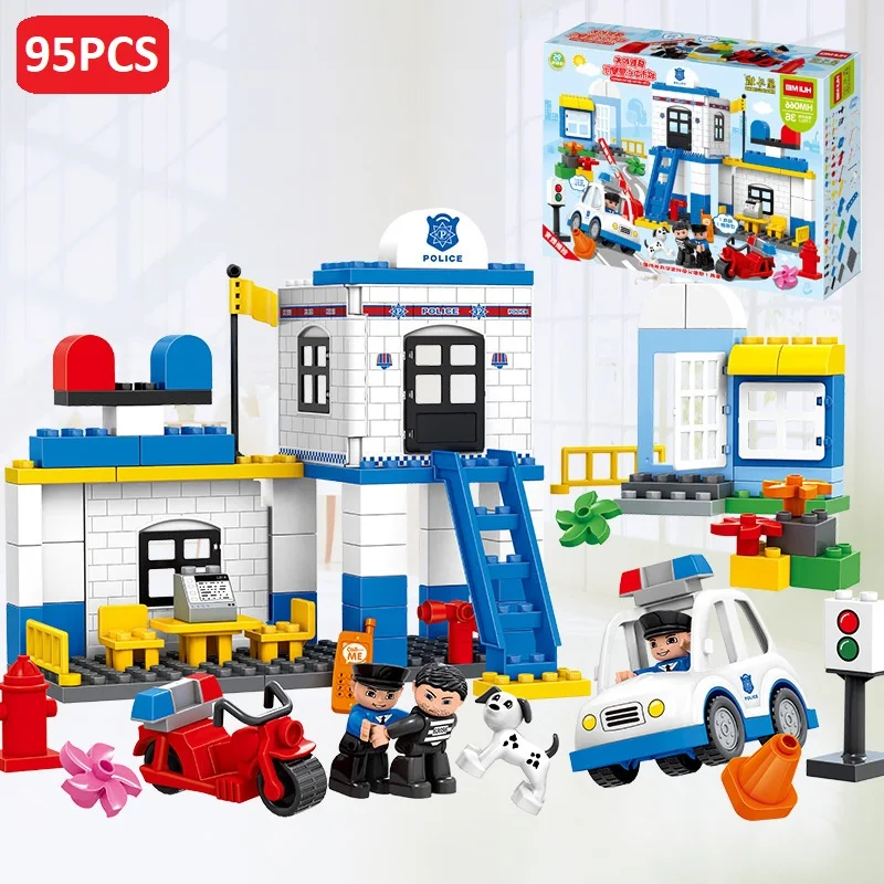 95 шт. совместимые Legoe Duplo город Центральная полиция строительные блоки большие