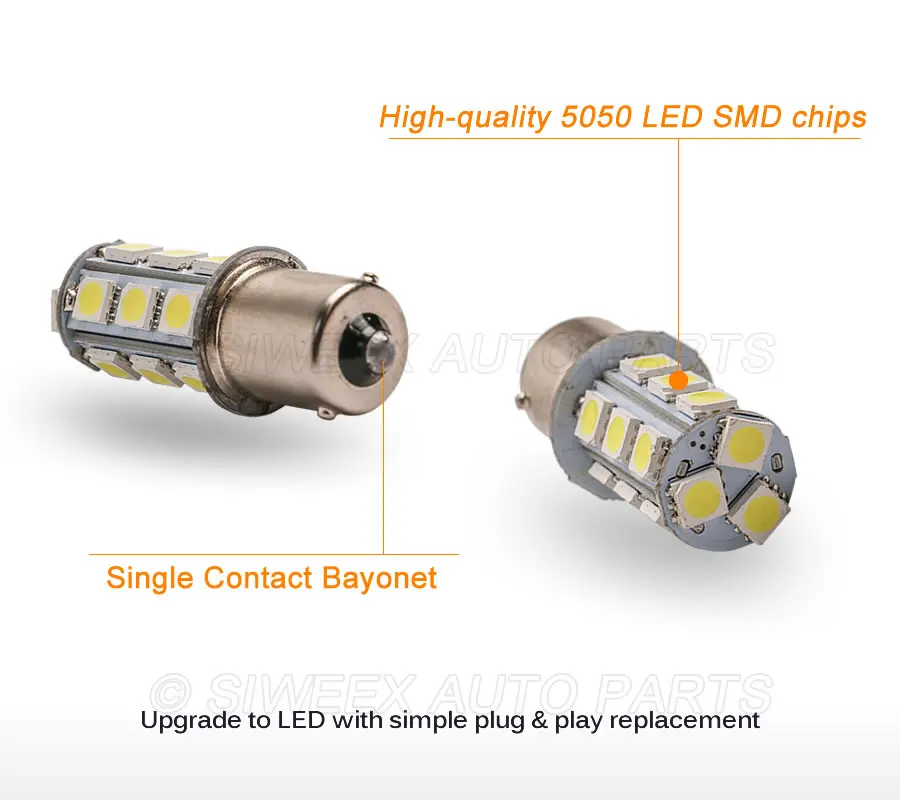 1 шт. BA15S 1156 Автомобильные светодиодные лампы 18 5050 SMD задние стоп сигналы теплый