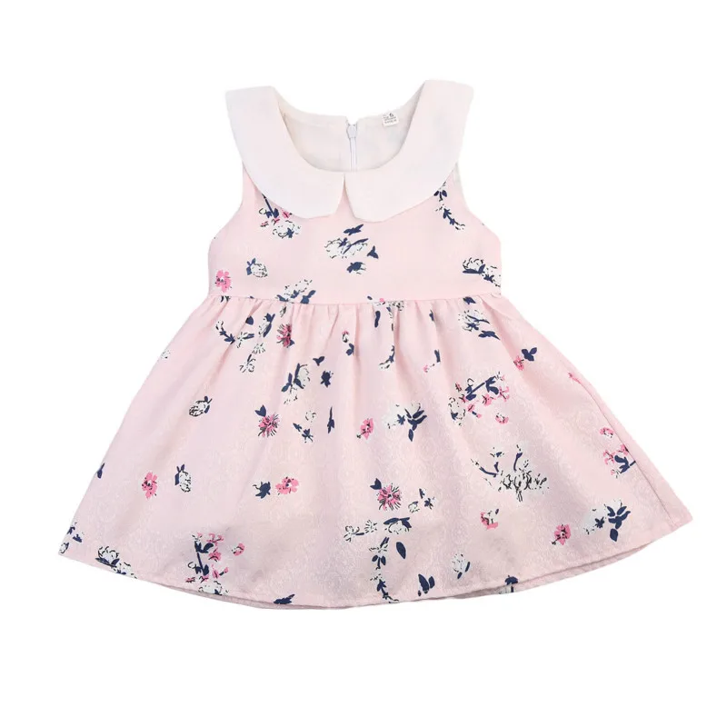 Милые Дети Летние платья принцессы для девочек без рукавов с воротником Питер