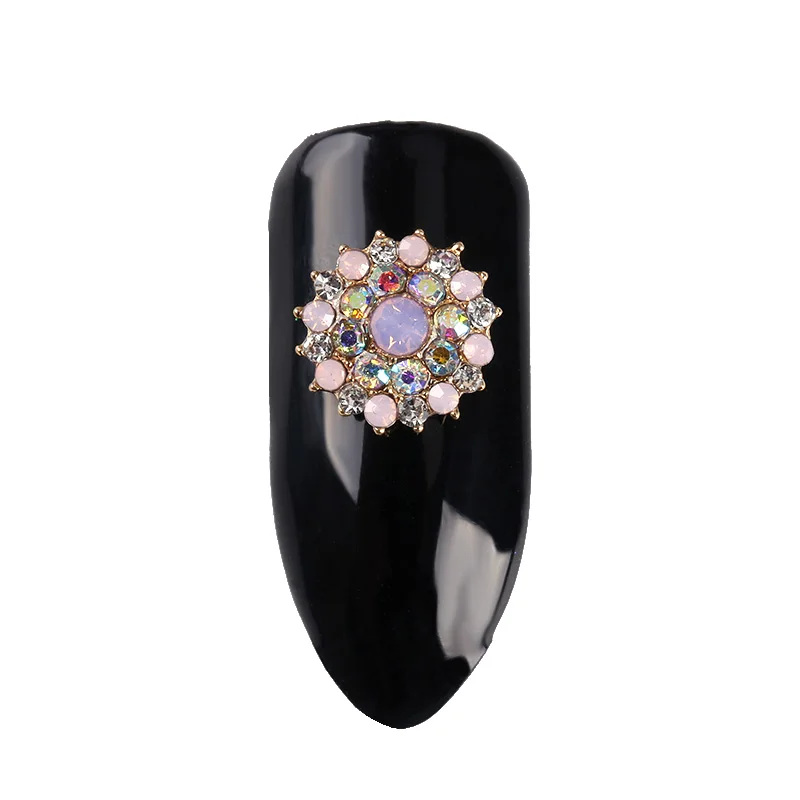 10 шт./лот цветные блестки 3D цветок дизайн ногтей стразы сплав шпильки маникюр