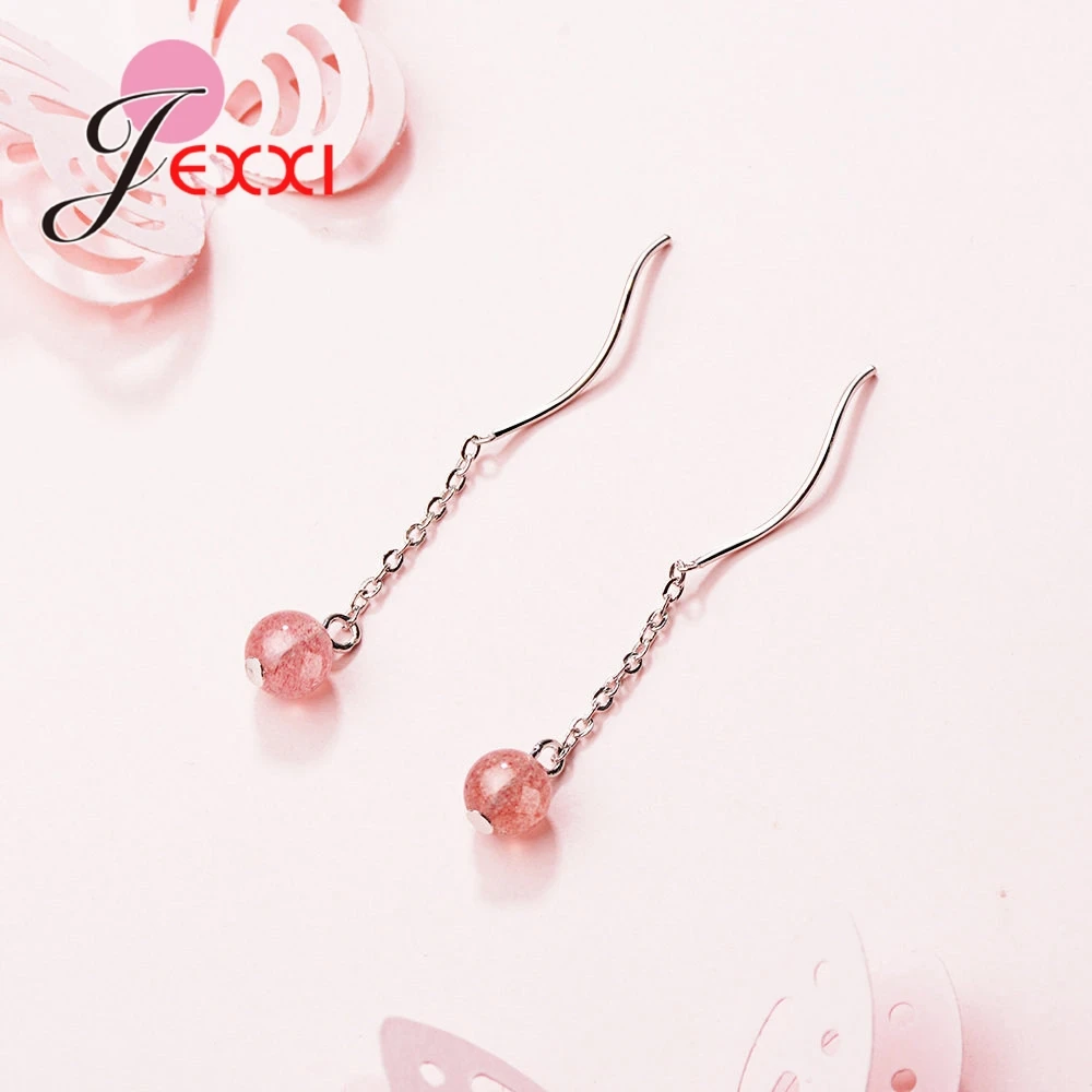 Модные розовые бусы самые популярные изысканные серьги 100% Стерлинговое Серебро