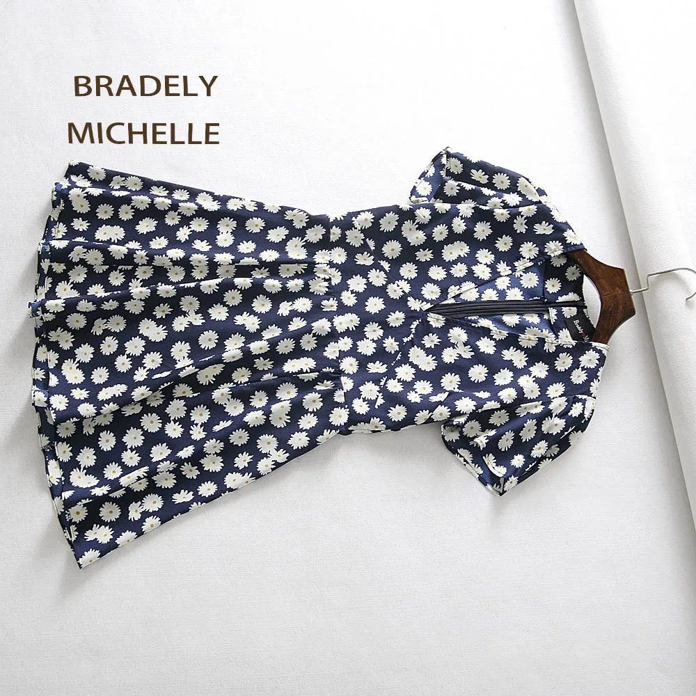 BRADELY MICHELLE, Летнее мини платье, сексуальное, v-образный вырез, короткий рукав, с принтом, платья для женщин на молнии