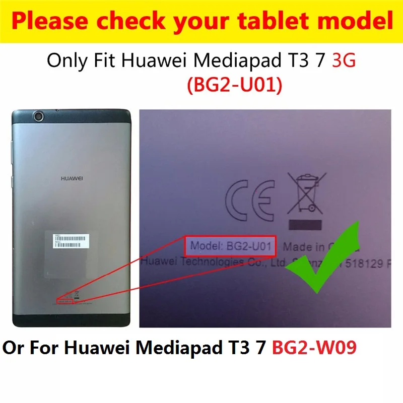 Qosea для Huawei Mediapad T3 7 BG2-W09 чехол из искусственной кожи с Умной подставкой Чехол