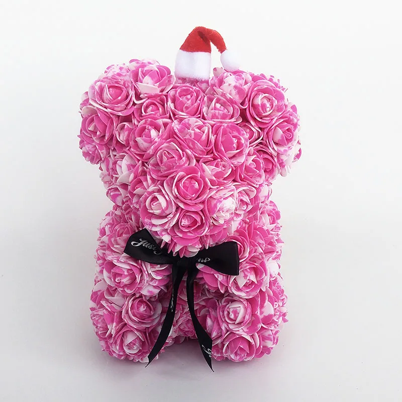 rose2 25 см розовый медведь плюшевый медведь Роза Рождественский подарок Пена Цветок медведи искусственное украшение - Цвет: rose2
