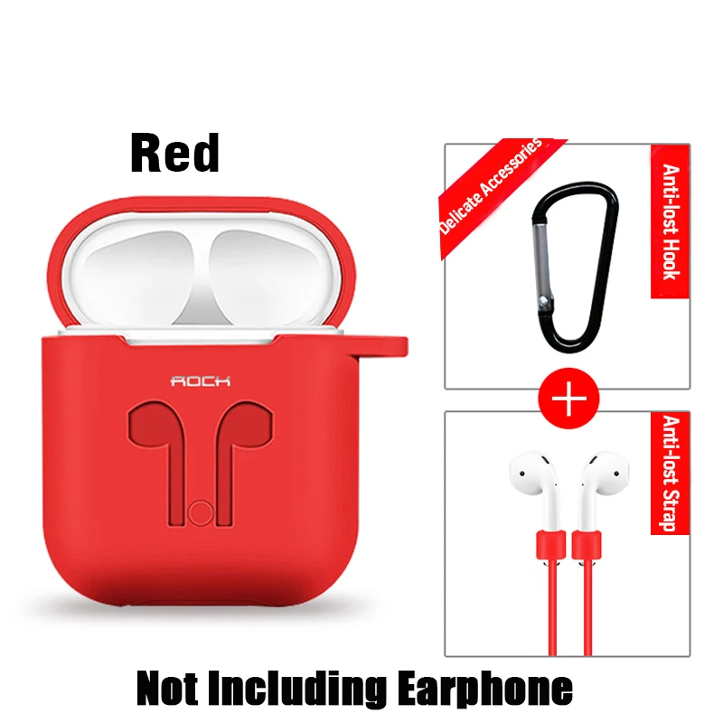 Red Case No earphone Силиконовый мягкий чехол для наушников ROCK для Apple Airpods, беспроводные Bluetooth наушники, защитный чехол для наушников Air Pods, чехол - Цвет: Red Case No earphone