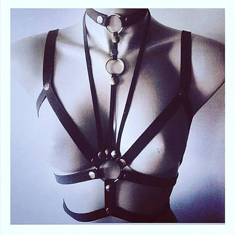 New Arrival Sexy Harness Bra Goth Women Chest O Ring Studded Strap Garter Belt Cage Bondage Lingerie Bust Black Caged | Тематическая