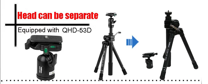 Velbon VS-453D(V4-Unit складывающаяся штанга микрофона с QHD-53D шаровой головкой) под разными углами Гибкий штатив-Трипод