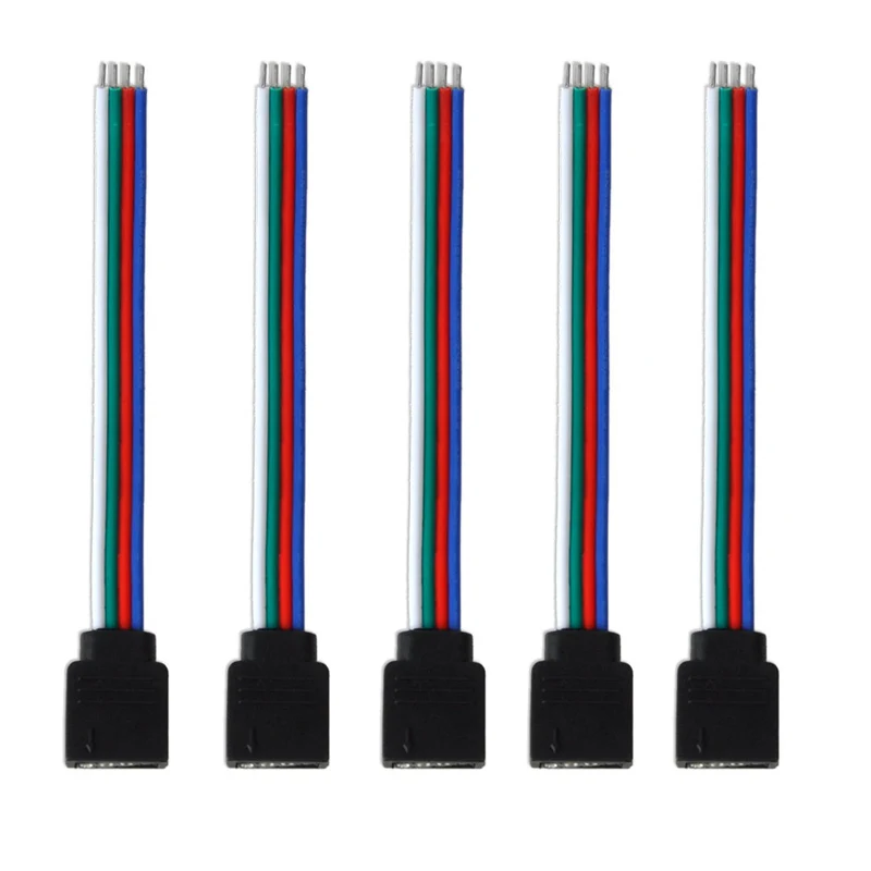 10 шт. светодиодный RGB полосы светильник 4 контактный разъем кабель мужчин и женщин