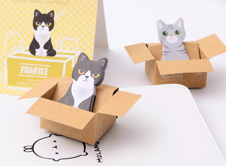 5 шт/лот 3D Kawaii блокнот для заметок кот собака коробка стикер блокнот милый мультфильм мини-наклейка планировщик Закладка памятки листы подарок