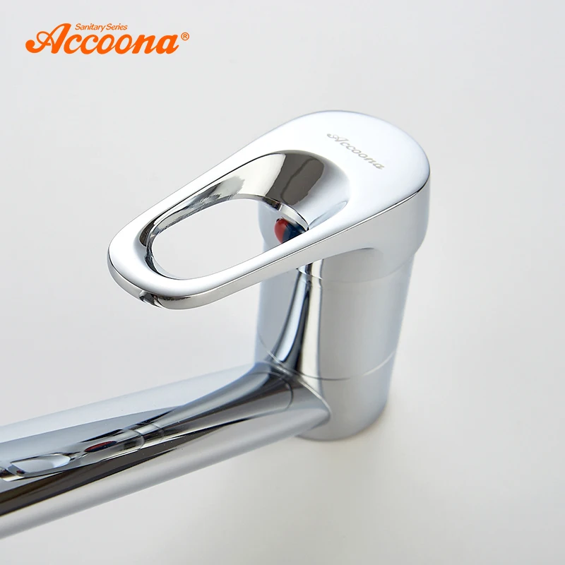 Accoona Кухня кран вытащить Современный полированный хромированный Одной ручкой