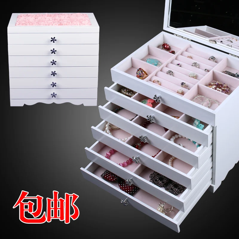 Большой аксессуары коробка для хранения с замком зеркало Корейский Принцесса