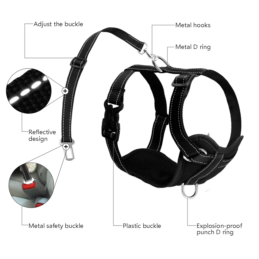 Светоотражающая нейлоновая шлейка Didog для собак комплект регулируемых ремней