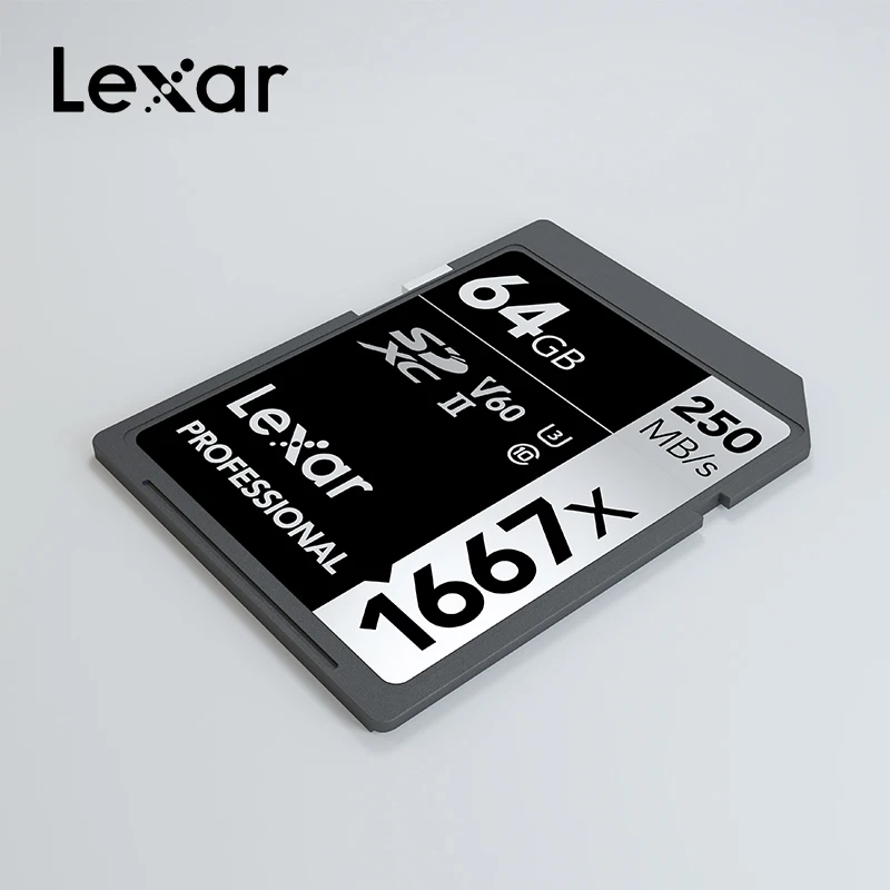 Оптом и продажи, оригинальные Lexar читать 250 МБ/с. 1667x SD Card 64 Гб 128 256 SDXC UHS-II U3 флэш-карта памяти для 3D 4K цифровой Камера