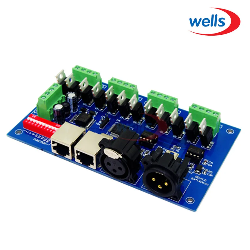 12CH Easy dmx512 контроллер декодер 4 группы RGB выход с (XLR RJ45) каждый CH Max 3A для