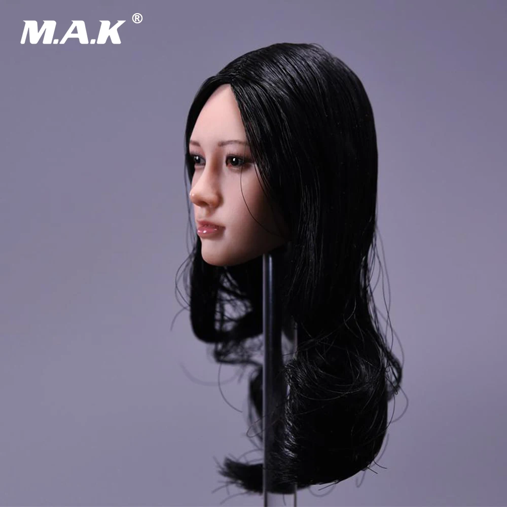1/6 Asian Beauty Female Black Long Hair Head Sculpt For 12'' Suntan Bodies