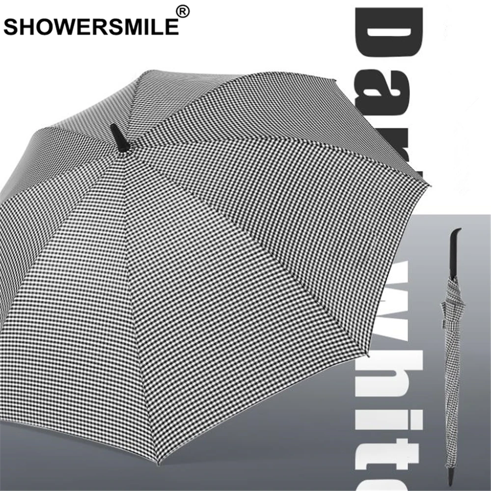 SHOWERSMILE Golf Umbrella Windproof for Men Long Handle Black Rain Gentleman Business Guarda Chuva Mens Gifts | Дом и сад