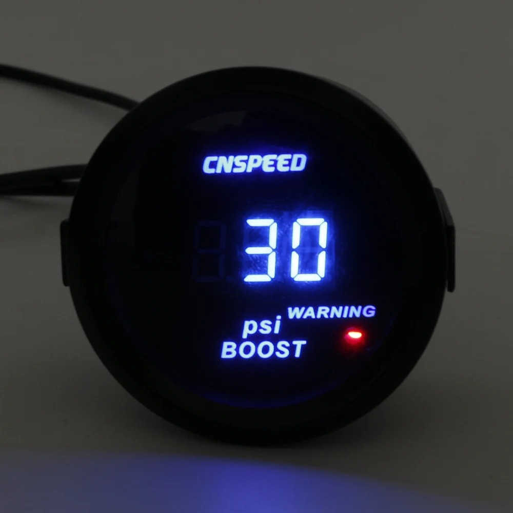 CNSPEED 2'' 52MM Turbo Boost gauge -14~30PSI Blue Digital Led Meter sensor YC101332 | Автомобили и мотоциклы