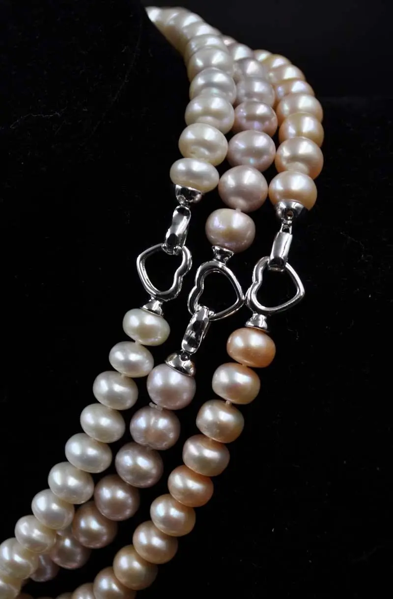 Потрясающий большой 9-10 мм хлеб настоящий пресноводный жемчуг ожерелье белый