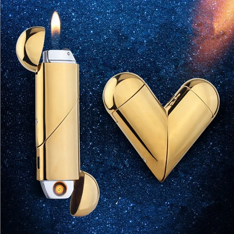 Hot Heart Lighter USB Chargeable Gas Both Cigarette Plasma Windproof Electric Smoking Tool For Love | Дом и сад