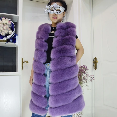ZADORIN роскошное зимнее пальто женское длинное пальто из искусственного меха Veste Femme жилет из искусственного меха высокого размера плюс меховой жилет куртка - Цвет: Purple