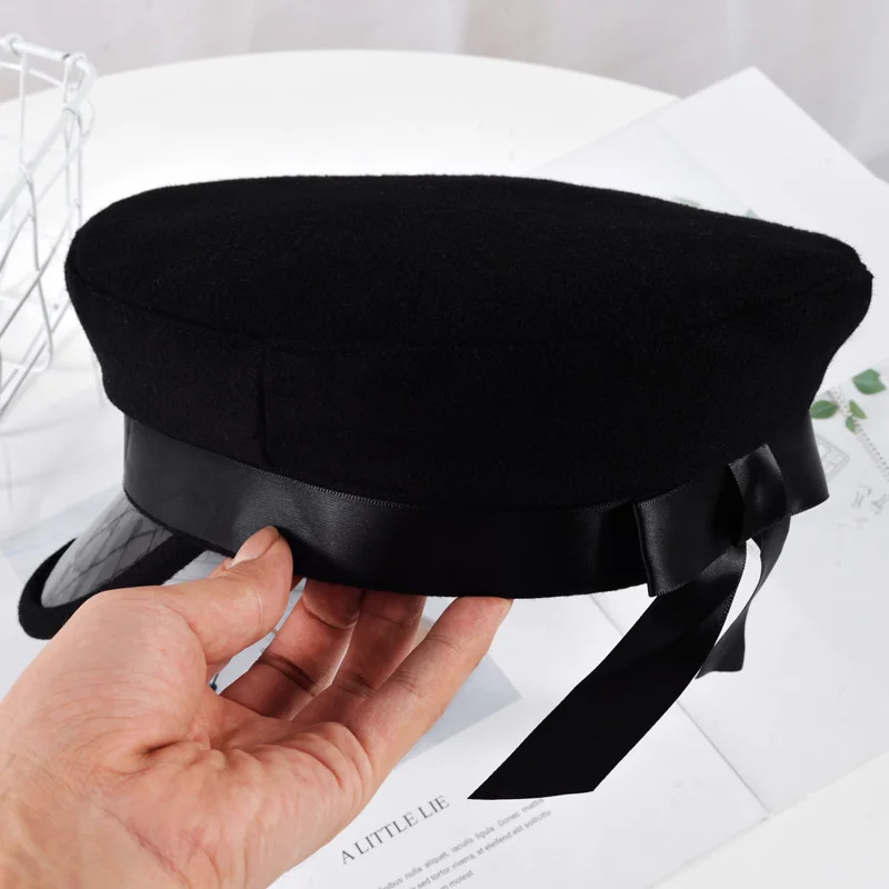 ПУ кожаная военная шляпа весна хлопок моряк для женщин мужчин черный серый