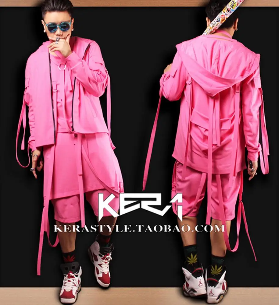 S 4xl! Новинка 2021 мужская мода Gd Beyonce розовый пояс с кепкой куртка пальто для