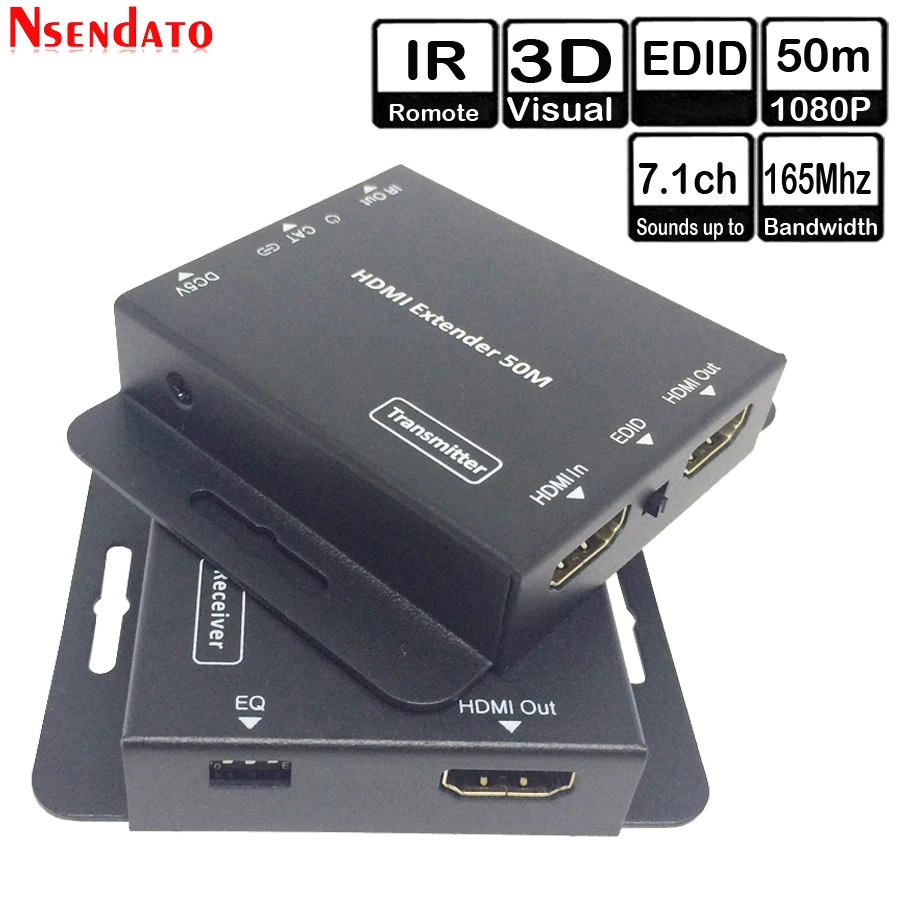 

HDMI передатчик-приемник 50 м футов, приемопередатчик over Cat 5e 6 IR EDID LAN Ethernet HDMI-удлинитель для HDTV монитора, DVD-плеера