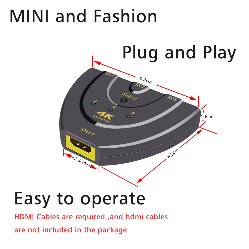 Perlinta HDMI коммутатор 4 K HDMI сплиттер, 3/5 входных устройств в 1 монитор конвертер адаптер 2 K для ноутбука/ПК/ТВ коробка к Porjector