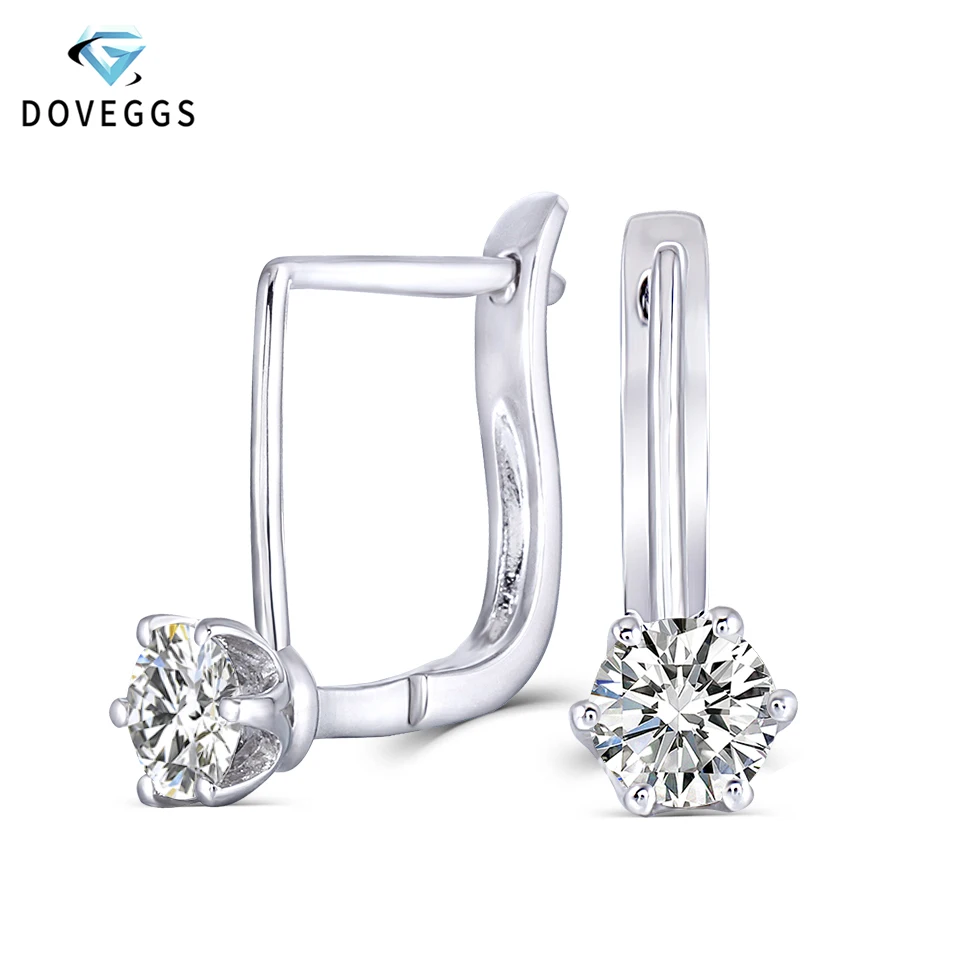 DovEggs Стерлинговое Серебро 925 пробы 0.5CT 5 мм H цветной камень Муассанит Серьги-кольца для женщин хорошее ювелирное изделие классический зажим