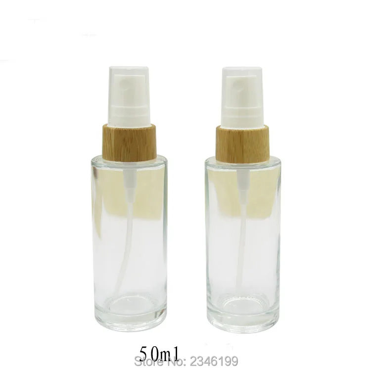 50ML 10pcs/lot Empty DIY Bamboo Cosmetic Spray Bottle Glass Clear Container Frosted Matte Liquid Storage | Красота и здоровье